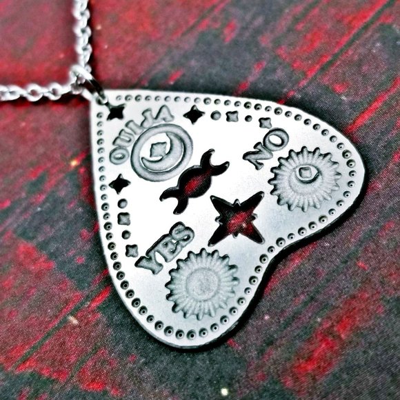 Triple Goddess Ouija Planchette Silver Necklace - Picture 2 of 3